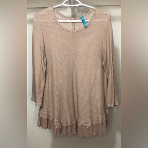 Buttons Women's Tan Long Sleeve Top Size L